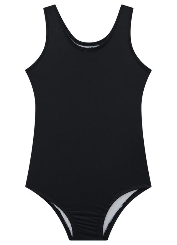 Vista 2 Maiô Menina em Malha Beachwear Preto Marlan Marlan
