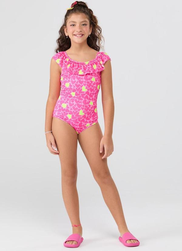 Maiô Uv50+ Regata Babadinho Corações Pink