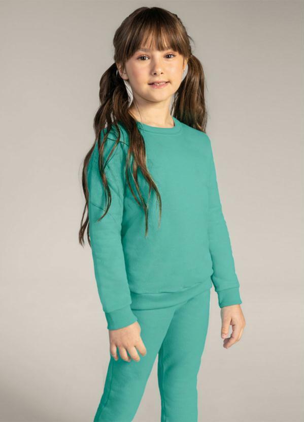 Vista 2 Blusão Básico Infantil Menina em Moletom Verde Brandili Brandili