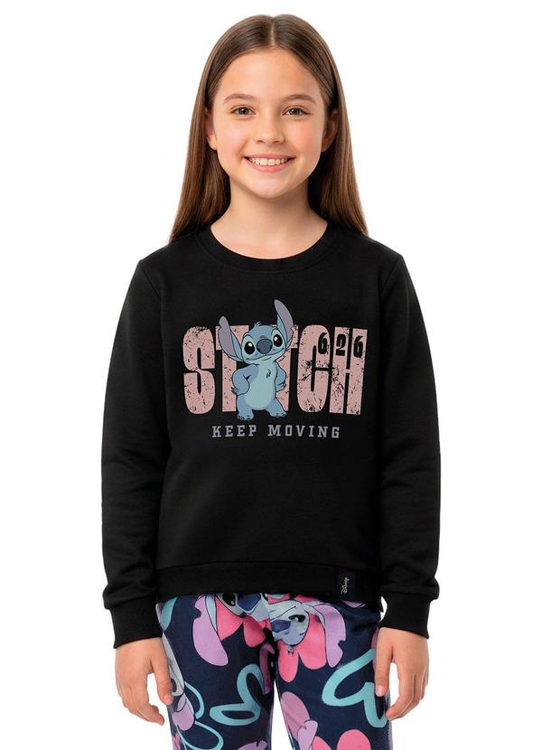 Blusão em Moletom Stitch® Preto