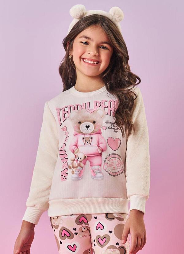Blusão Felpado Infantil Menina Teddy Bear Nude