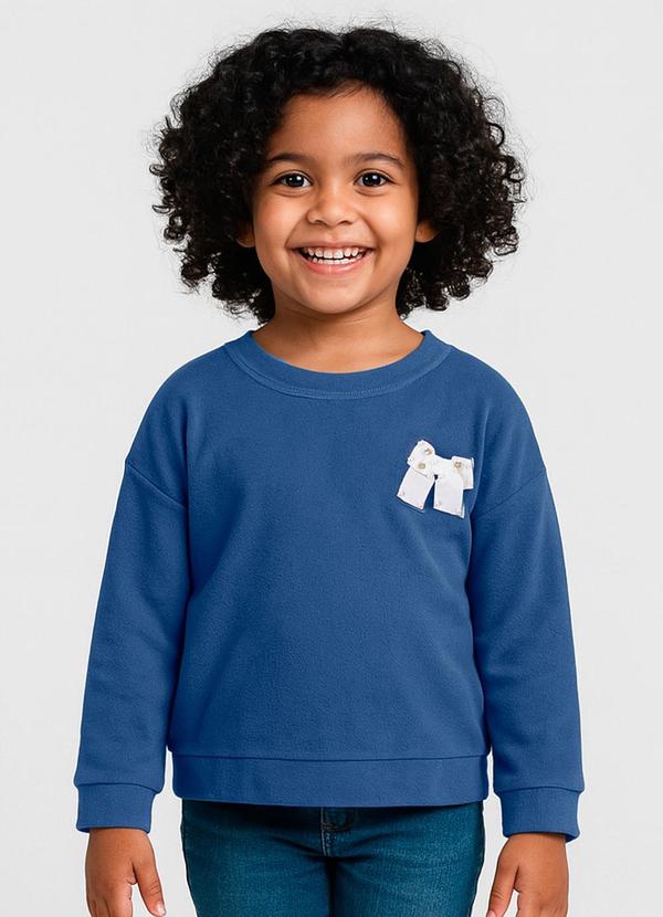 Vista 2 Blusão Infantil Menina com Laço Azul INFINITA COR INFINITA COR