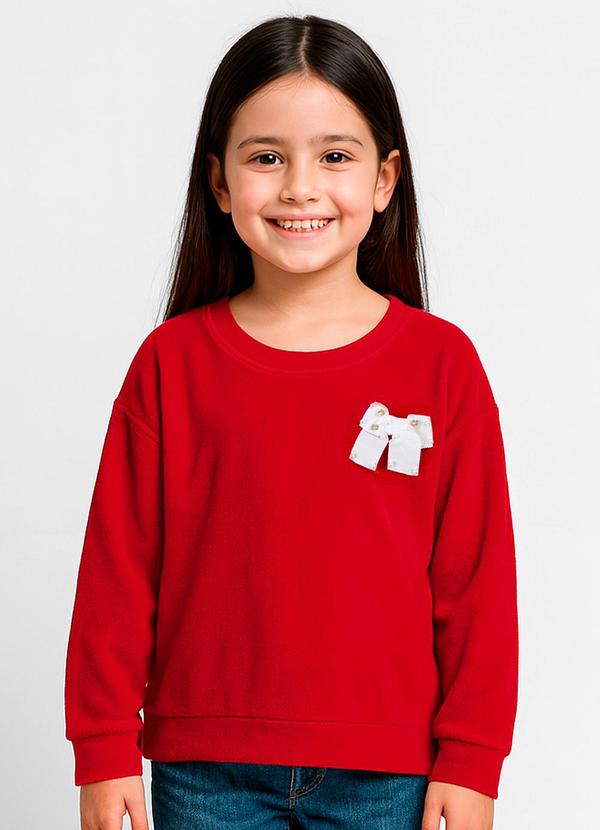 Vista 2 Blusão Infantil Menina com Laço Vermelho INFINITA COR INFINITA COR