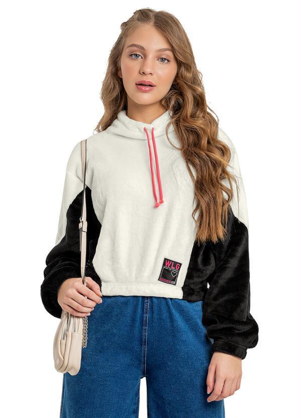 Vista 2 Blusão Juvenil em Fleece Bege Gloss Gloss