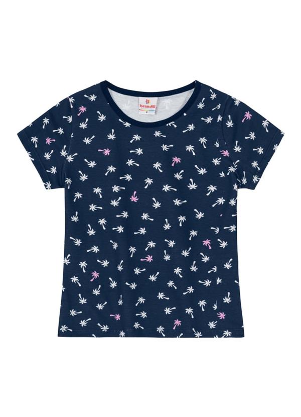 Vista 2 Blusa Estampada Infantil Menina em Malha Azul Brandili Brandili