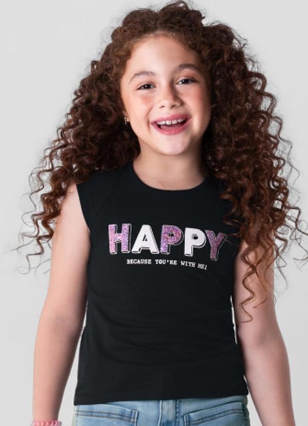 Vista 2 Blusa Infantil Menina em Malha Preto Brandili Brandili