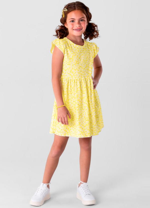 Vista 2 Vestido Infantil Menina Estampado Amarelo Brandili Brandili