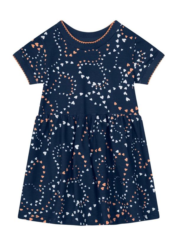 Vista 2 Vestido Infantil Menina Estampado Azul Brandili Brandili