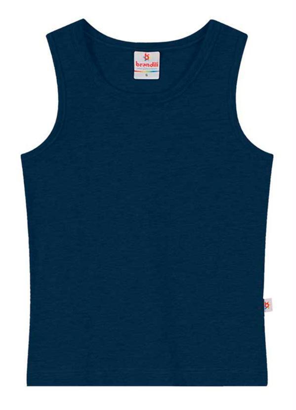 Vista 2 Blusa Básica Infantil Menina de Cotton Azul