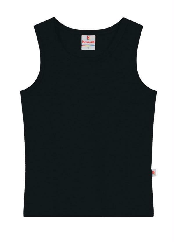 Vista 2 Blusa Básica Infantil Menina de Cotton Preto Brandili Brandili