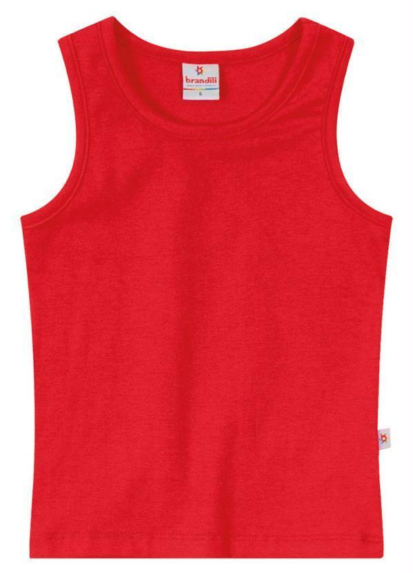 Vista 2 Blusa Básica Infantil Menina de Cotton Vermelho Brandili Brandili