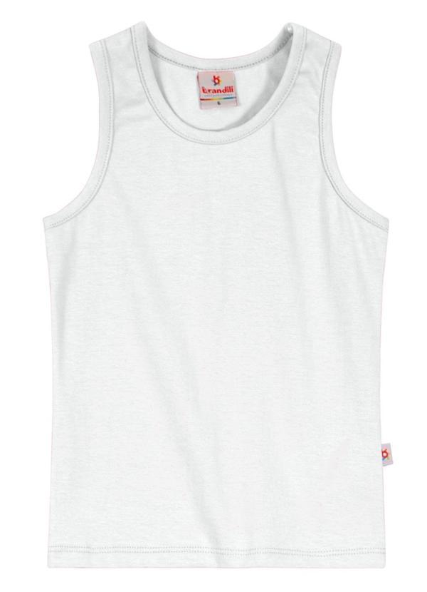 Vista 2 Blusa Básica Menina de Cotton Branco Brandili Brandili