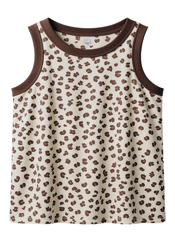 Blusa Cropped Animal Print Canelada Marrom