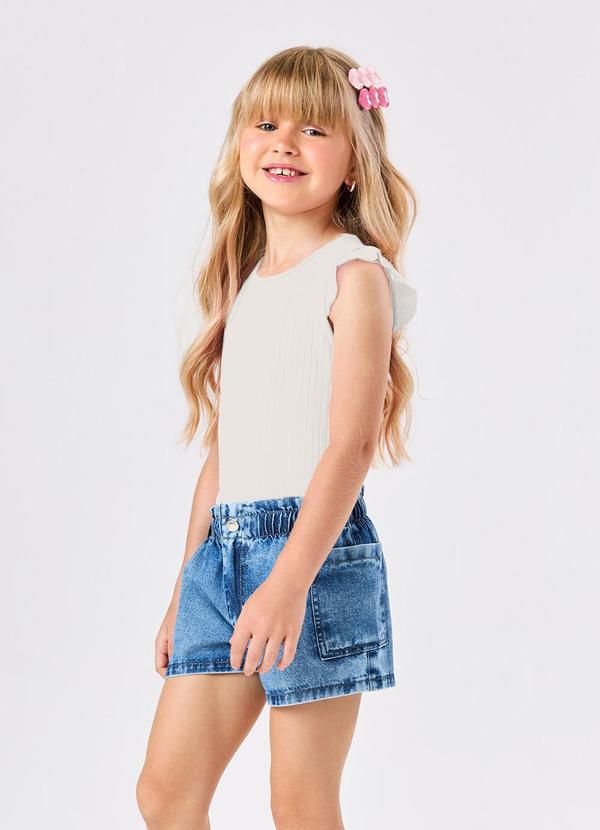 Blusa Infantil Feminina Tecido Plissado Bege