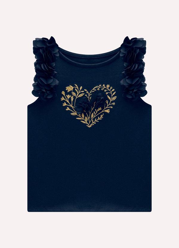 Vista 2 Blusa Infantil Menina Bordado Milon Azul Milon