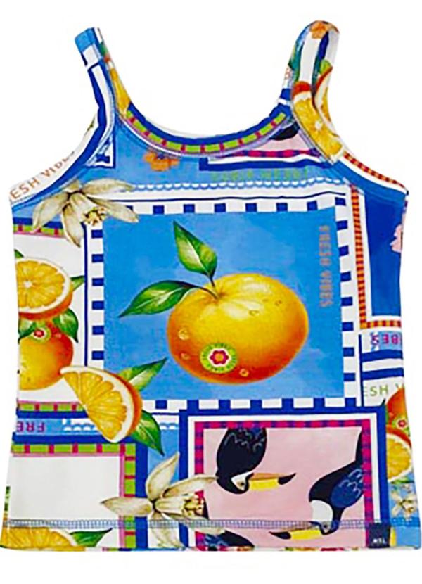 Vista 2 Blusa Regata Estampada com Aroma Azul Marisol Marisol