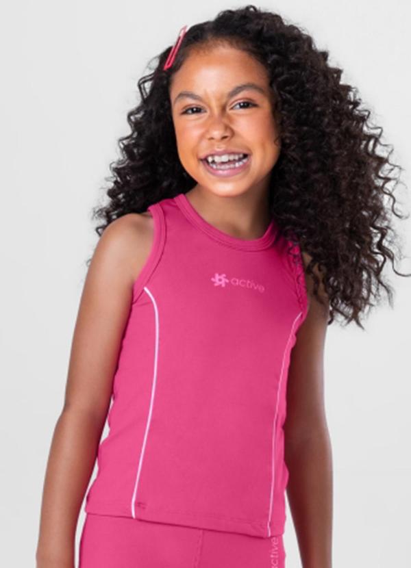 Vista 2 Blusa Regata Infantil Menina Active Rosa Brandili Brandili