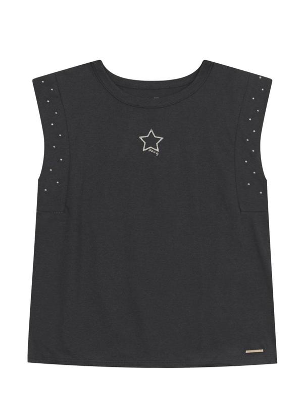 Vista 2 Blusa Teen Menina com Strass Cinza Brandili Brandili