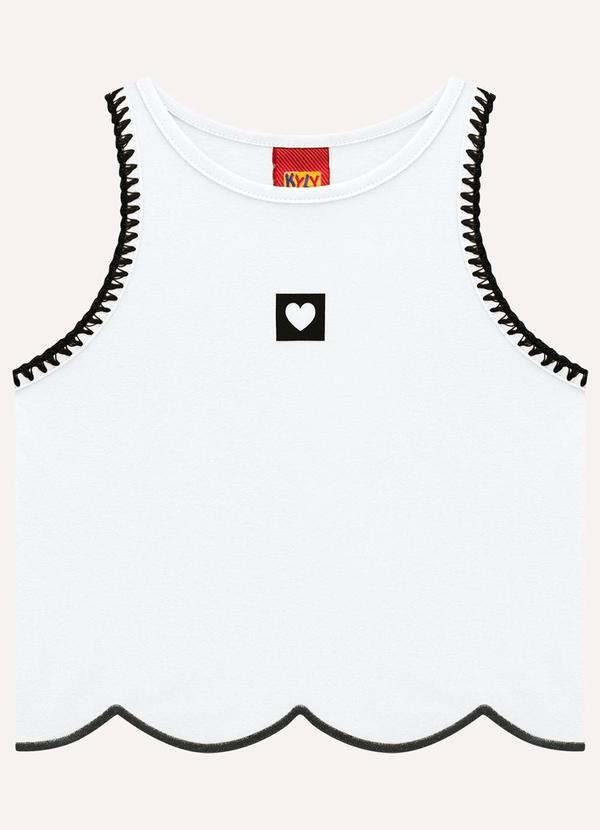 Regata Cropped Infantil Menina Coração Branco