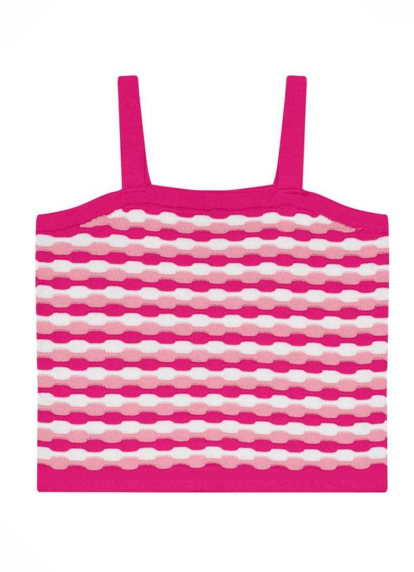 Regata Cropped Infantil Menina em Tricô Rosa