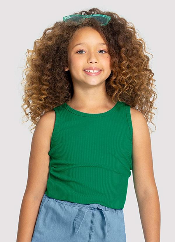 Regata Infantil Menina Canelada Básica Verde