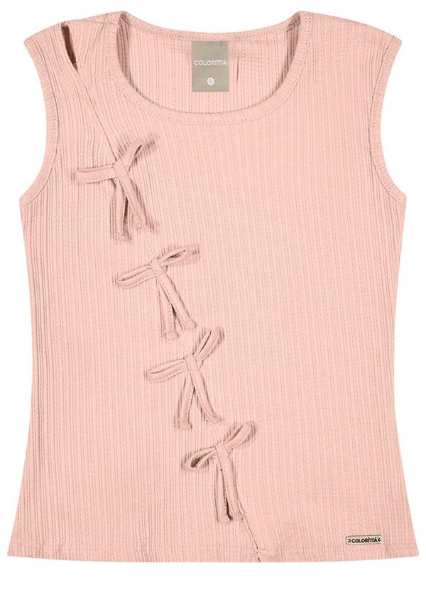 Regata Infantil Menina Canelada Laços Rosa