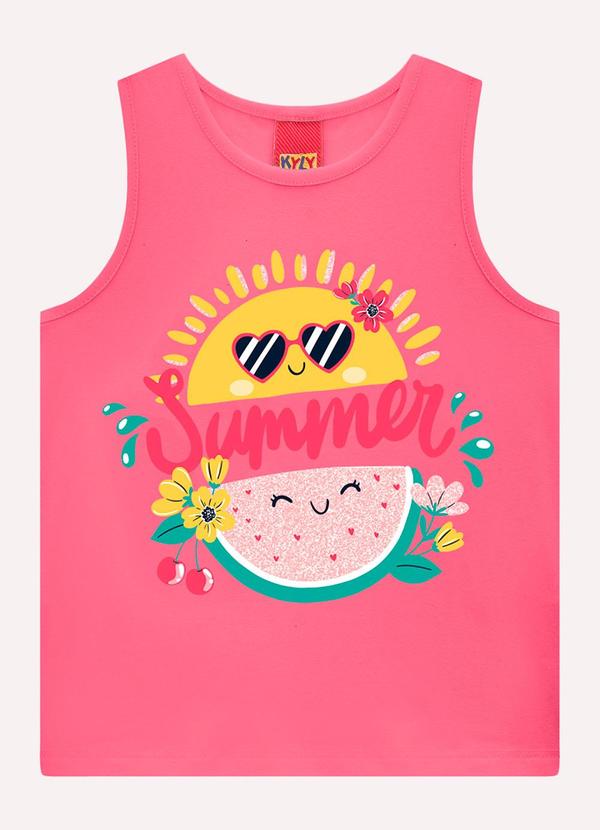 Regata Infantil Menina em Cotton Rosa