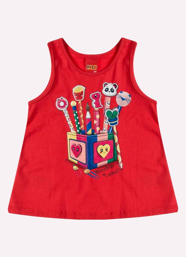 Vista 2 Regata Infantil Menina Estampa Vermelho Kyly Kyly