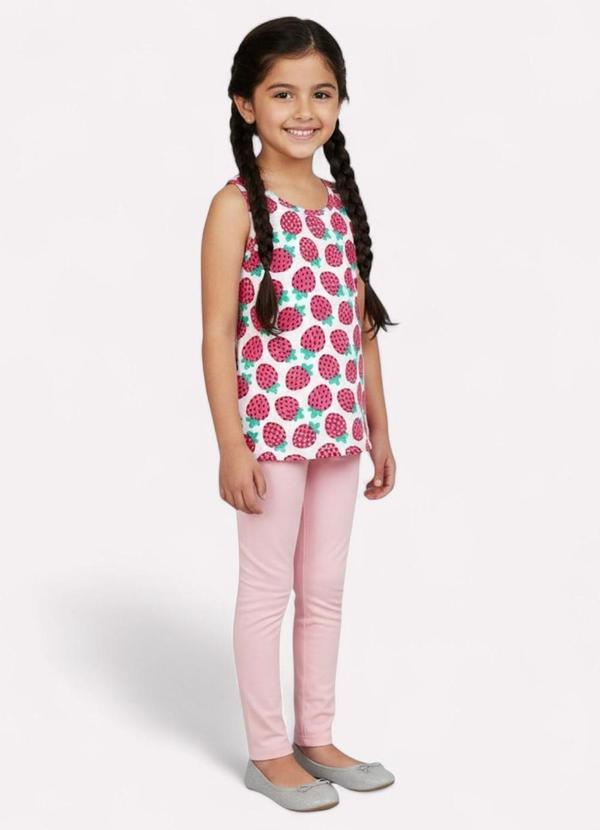 Vista 2 Regata Infantil Menina Frutas Branco