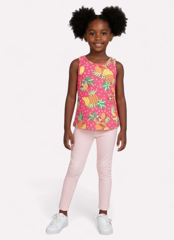 Vista 2 Regata Infantil Menina Frutas Rosa Kyly Kyly