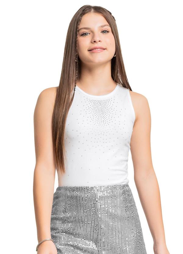 Regata Juvenil em Cotton com Strass Branco