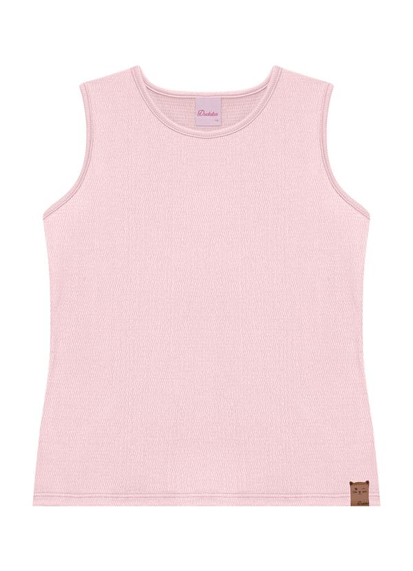 Regata Juvenil Gatinho com Etiqueta Rosa