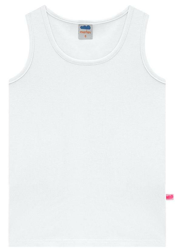 Vista 2 Regata Menina em Cotton Penteado Branco Marlan Marlan