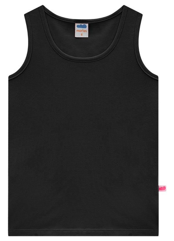 Vista 2 Regata Menina em Cotton Penteado Preto Marlan Marlan