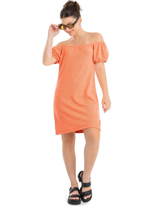 Vista 2 Vestido Infantil em Tricot Laranja Gloss Gloss