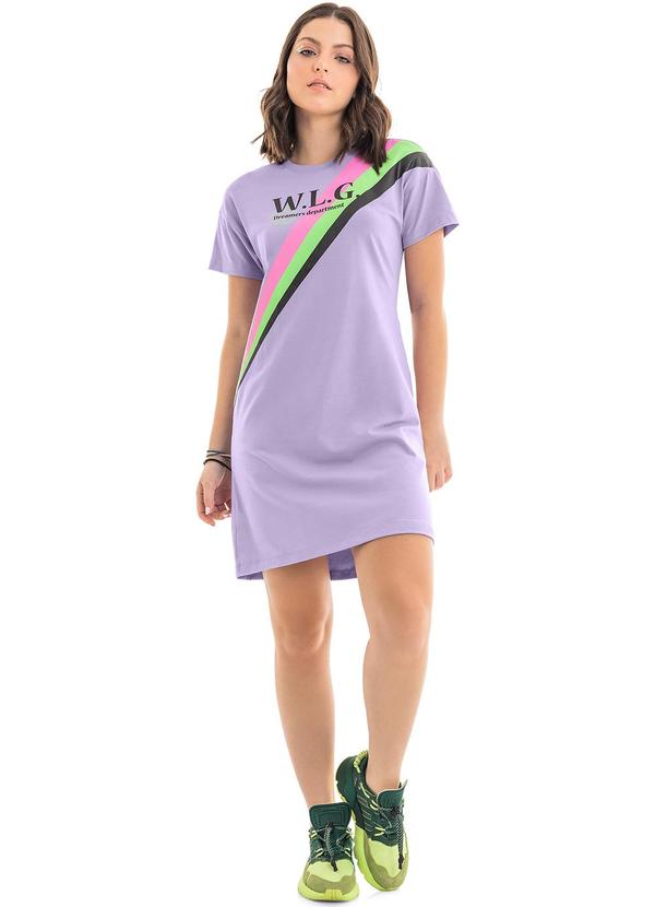 Vista 2 Vestido Juvenil em Cotton Roxo Gloss Gloss