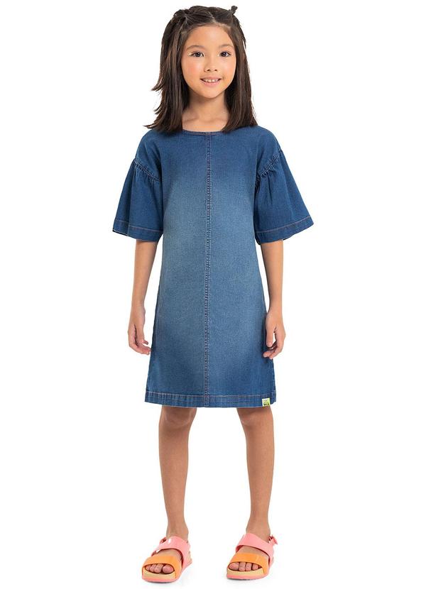 Vista 2 Vestido Manga Curta em Jeans Azul Gloss Gloss