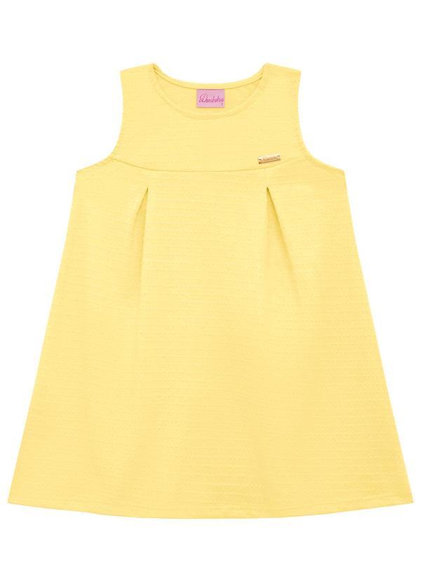 Vestido Regata com Pregas e Plaquinha Amarelo