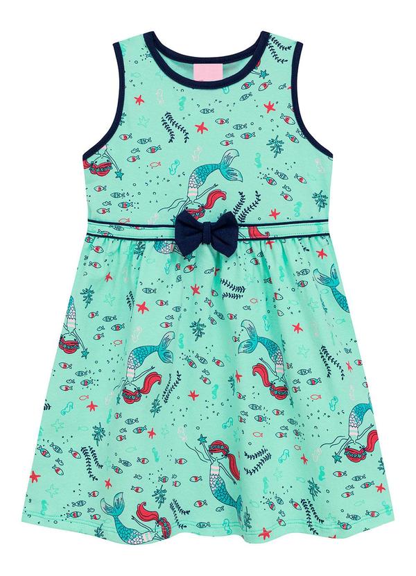 Vestido Regata Estampa Sereia com Laço Verde