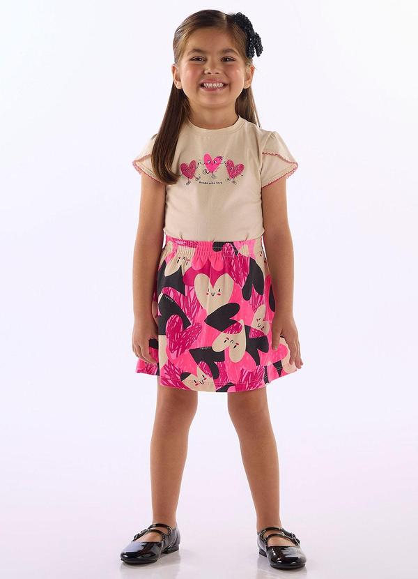 Conjunto Blusa Saia Short Bege