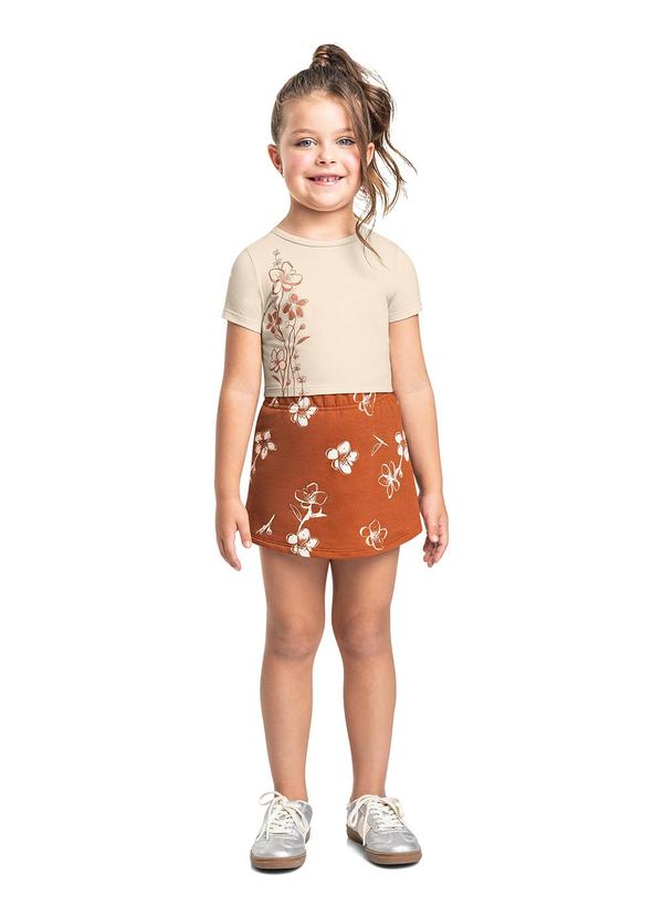 Conjunto Cropped Short-Saia Bege