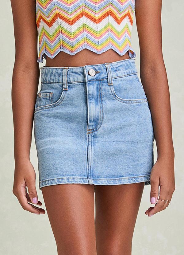 Saia Básica Jeans Azul