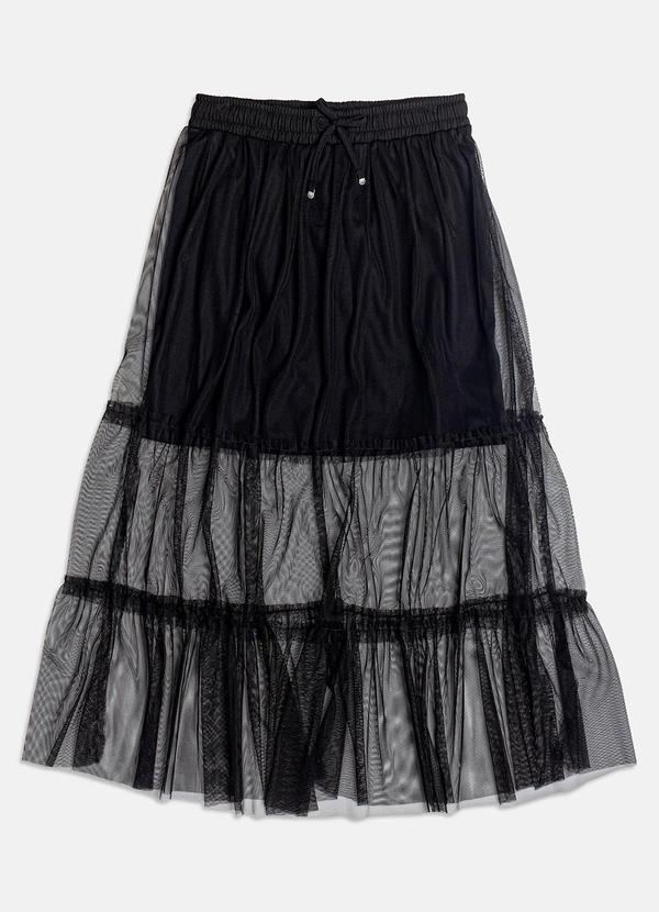 Vista 2 Saia Black Midi de Tule Preto I Am I Am