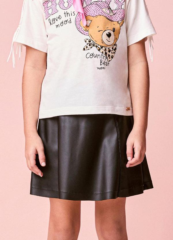 Saia Infantil Menina de Fake Leather com Recortes