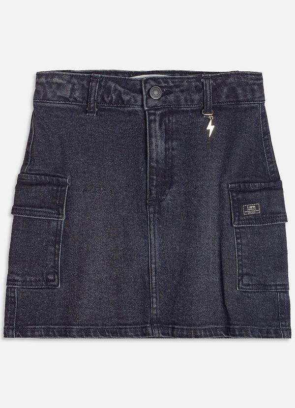 Vista 2 Saia Jeans Cargo Black Preto I Am I Am