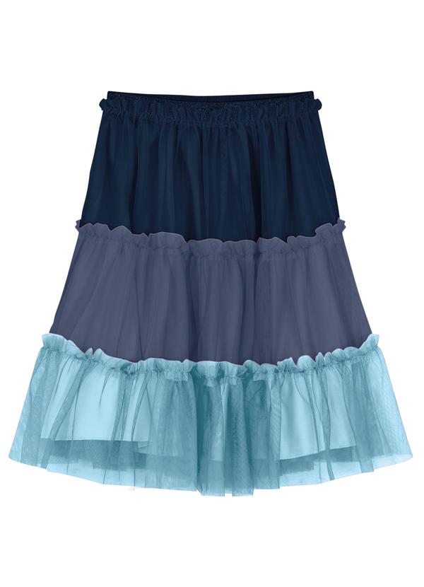 Vista 2 Saia Midi Infantil de Tule com Babados Azul Trick Nick Trick Nick