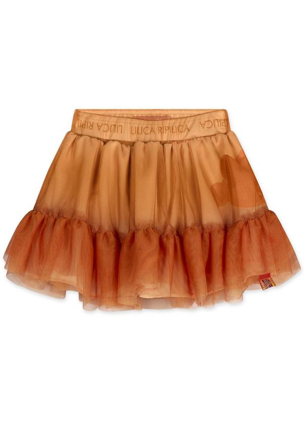 Vista 2 Saia Tule Babados Infantil Feminina Laranja Lilica Ripilica Lilica Ripilica