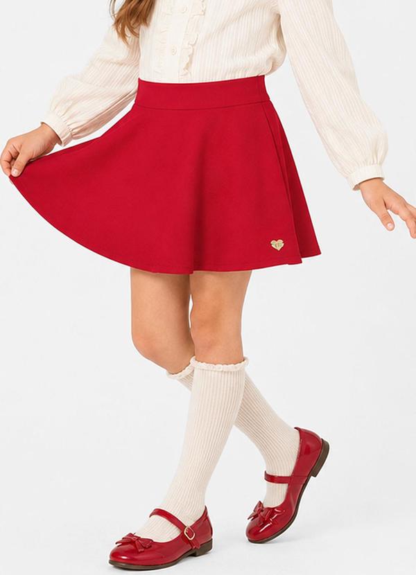 Short Saia Menina Cotton Leve Vermelho