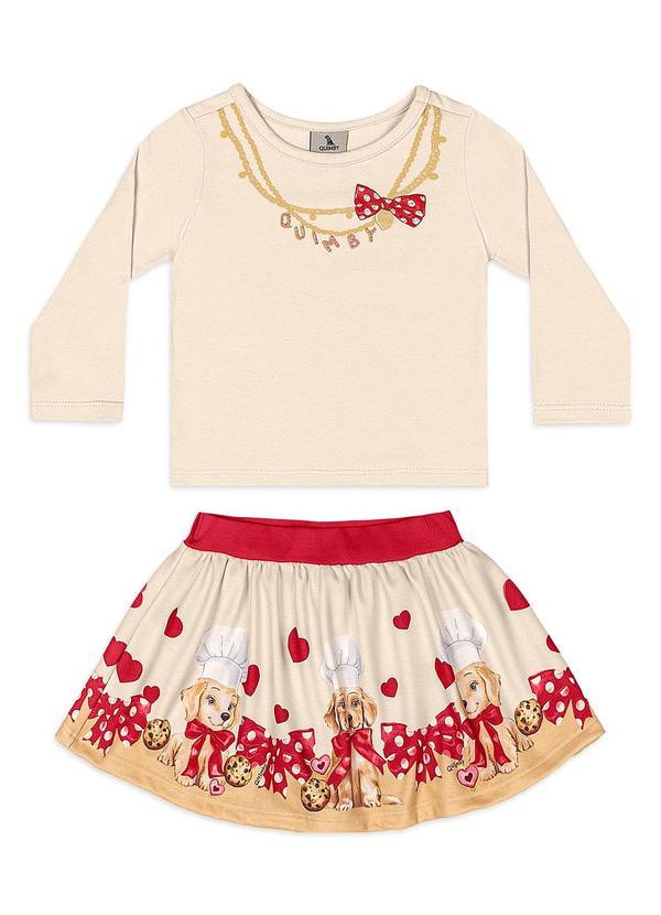 Conjunto Bebê Blusa Saia Bege
