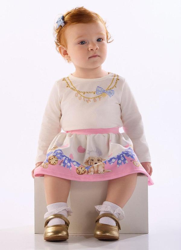 Conjunto Bebê Blusa Saia Branco